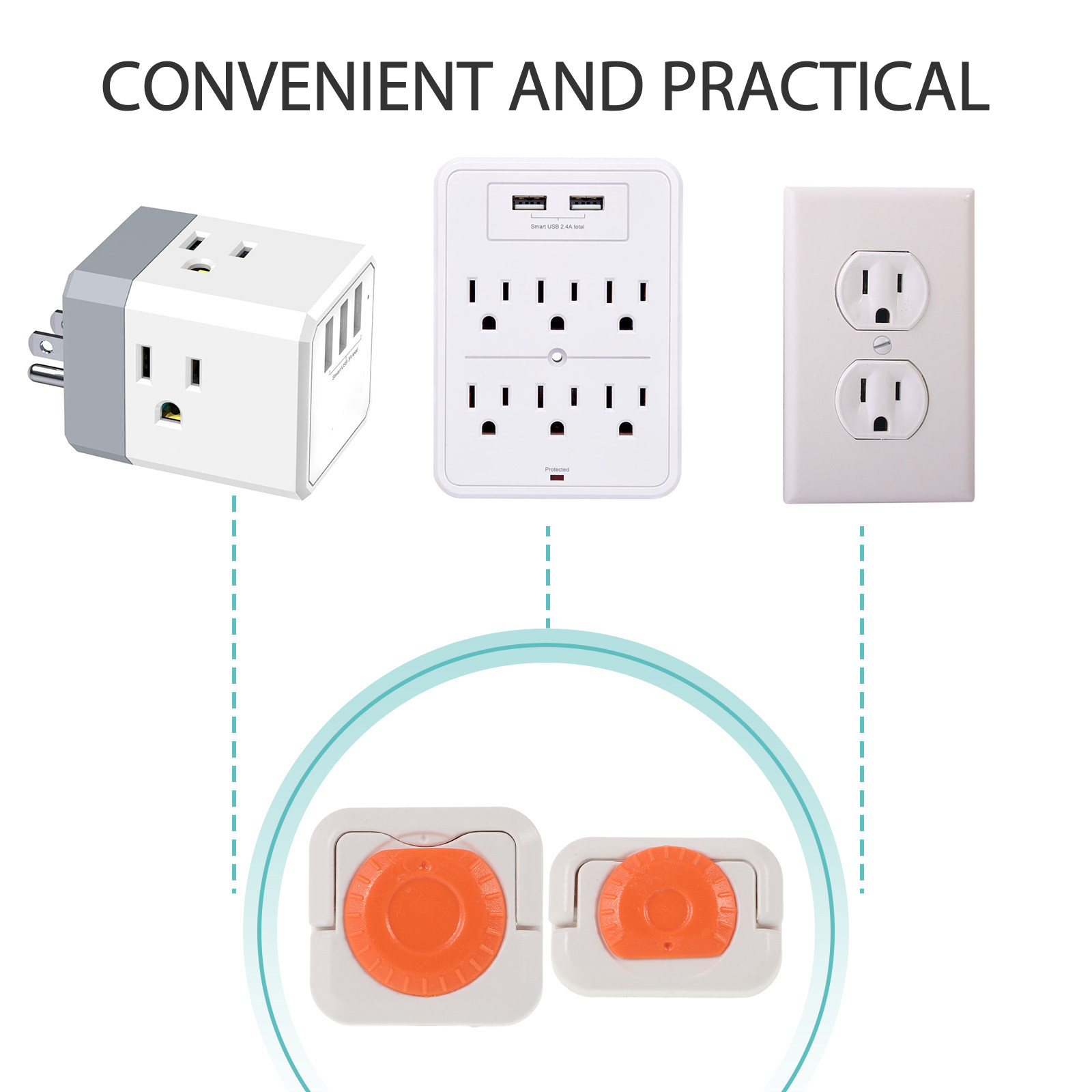 24Pcs Universal Fit Orange ABS - Outlet Cover Baby recension och pris